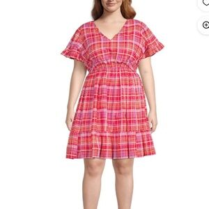 Plaid pink dress.